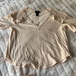 Daytrip Beige Crochet Tee